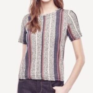 ANN TAYLOR Striped Raw Hem Sweater Tee